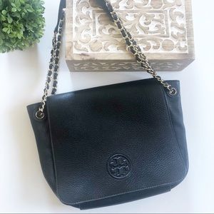 Tory Burch • Charlie Black Pebble Leather Tote